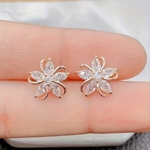 Cubic Flower Stud Earrings Sister Gift Women's Gift Jewelry Pendant