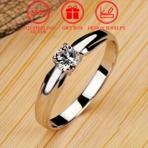 Classic 925 Sterling Silver Ring EngaSynthetic Gemstoneent Wedding Ring for Female Suitable for Banquet Party Official Occasions Anniversary Gifts (2.6g)