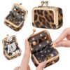Women's Leopard Print Mini Vintage Style Portable Jewelry Box, Coin Purse with Clasp, Mini Travel Ring Box, Travel Jewelry Case, Women's Cosmetic Organizer, Suitable for Storing Earrings, Rings, Necklaces, and Bracelets.