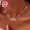 1pc Infinite Love Heart Necklace S925 Representing Circular Love Easy Heart-Shaped Number 88 Clavicle Chain Elegant Unique Christmas Thanksgiving Gift for Mother Wife Hypoallergenic 4G