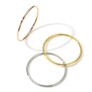 Thin Polished Rose Golden Silvery Color Ring Minimalist Smooth Ring for Men Women, Simple Ring