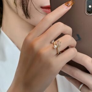 Tulip Bud Ring Fashion Niche Design Ring Ring Finger Jewelry Teenager, for Teenager, For Teenager