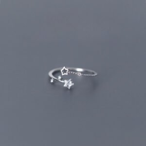 Christmas Gift, Cute Little Star Wishing Five Point Star Decor Open Ring for Girls