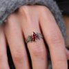 [Vintage Marquise Garnet Ring] Vintage Marquise Garnet Ring | Silvery Plated Garnet Ring | Garnet Engagement Ring Promise Ring | Rose Style Ring | Special Jewelry Fashion Jewelry