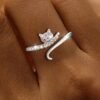 Kitten Tail Cute Cat Open Adjustable Ring for Women Daily Wear Party Trendy Simple Animals Ring Jewelry Gift