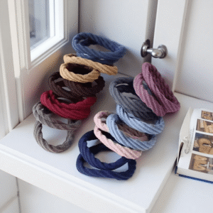 [Satin Hair Ties] 50pcs Black/Assorted Colors Satin Nylon Hair Ties, Women's Curly Hair Accessories, Headbands Hair Ties Scrunchies for Women and, Thanksgiving Christmas Gifts