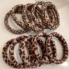 10 Women's Fashion High Elasticity Leopard Print Hair Ties Ponytail Bun Rubber Bands Fashion Versatile Daily Basic Hair Ties