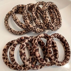 10 Women's Fashion High Elasticity Leopard Print Hair Ties Ponytail Bun Rubber Bands Fashion Versatile Daily Basic Hair Ties