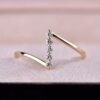 Dainty Z-Shaped Cubic Zirconia Ring for Women: Sparkling Minimalist Jewelry, Perfect for Office Wear, Romantic Dates And Evening Events - Golden, 8