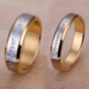 1pc Stainless Steel couple ring 18K Golden Plated Plated Silvery 18K Golden Plated wedding ring