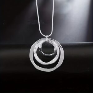 Men's Simple Fashion Irregular Three-Ring Necklace Personalized Pendant Jewelry Gift For Boys Suitable Accessories For Men And Women Gifts For Boyfriends And Girlfriends Birthday/Party/Party/Festival Gifts