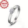 Pure Silver S925 Minimalist Round Synthetic Zirconia Women'S Ring Unique Niche Light Luxury Elegant Ring Valentine'S Day Exquisite Gift 2G