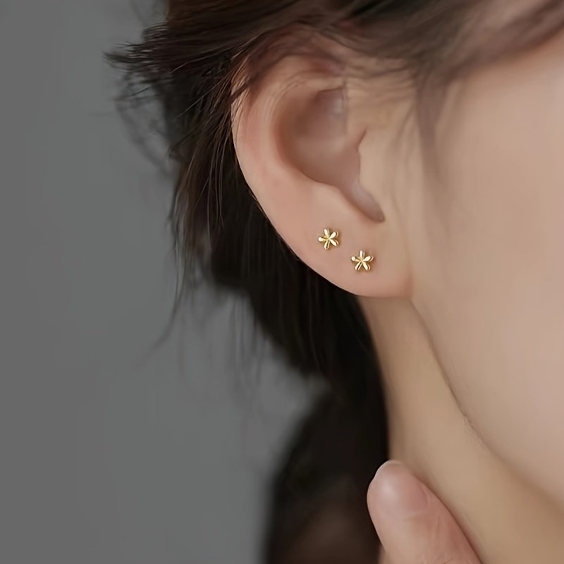 Pierced Ear Studs Exquisite Mini Small Flower Stud Earrings - Image 6