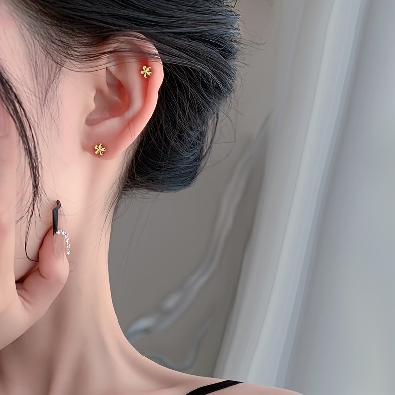 Pierced Ear Studs Exquisite Mini Small Flower Stud Earrings - Image 7