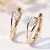 Easy Fashion - Geometric Zirconia - Inlaid Hoop Earrings - Women'S Party Daily - Casual Accessory