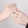 Elegant 2pcs/Set Wedding Ring Set - Inlaid with Sparkling Synthetic Cubic Synthetic Cubic Zirconiaia - Unisex - Adjustable Open Ring - Suitable for Couples - Proposal Wear - Minimalist Luxury Style - Exquisite Gift for Women - Valentine's Day Gift