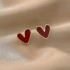 1 Pair Elegant Red Heart Stud Earrings for Women – Chic and Simple Zinc Alloy Design, Perfect for Casual Attire or Gifting, Everyday Earrings | Chic Design | Zinc Alloy Jewelry, Cute Earrings